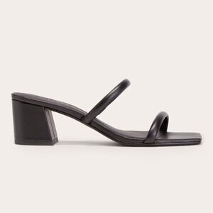 NEW Everlane The Double Strap Heel Sandal Shoe Women Sz 10.5 Black Leather
